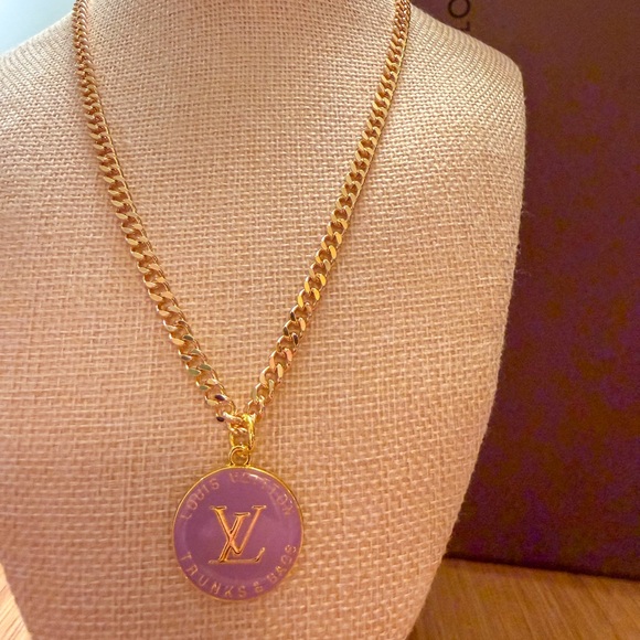Louis Vuitton Jewelry - Louis Vuitton Gold Chain Necklace with Lavender Medallion. Perfect for spring 🐣